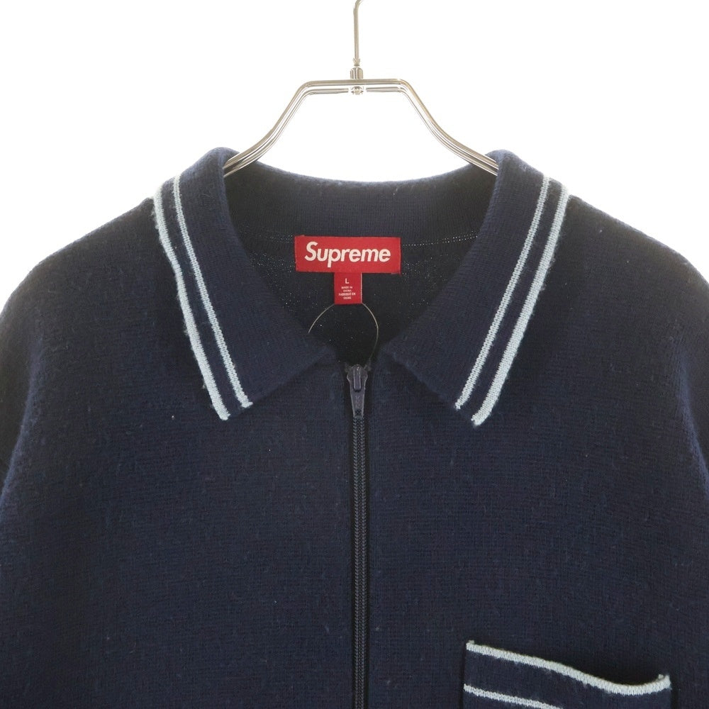 SUPREME(シュプリーム) 24AW Zip Up Polo Sweater ジップアップポロ スウェットセーター ブルー