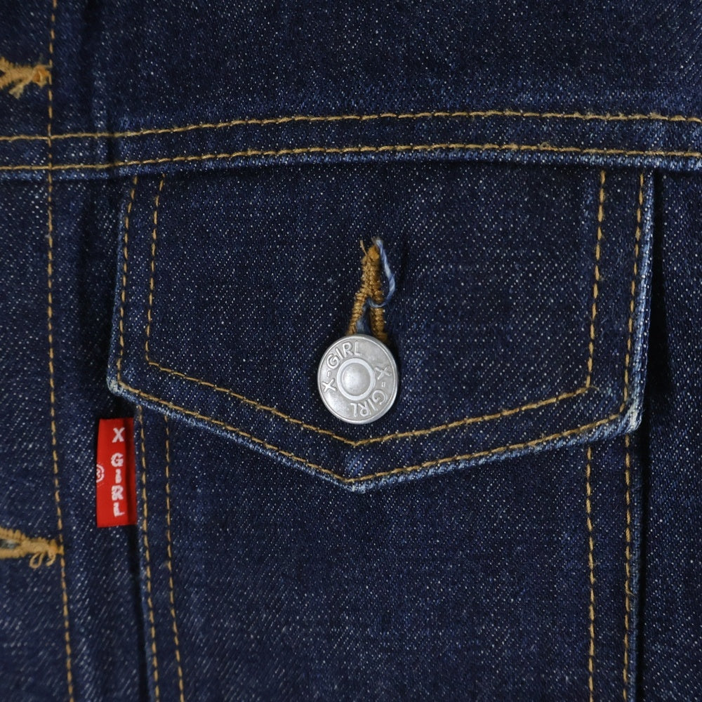 X-GIRL(エックスガール) JEANS コットン ボタンフライ デニムトラッカージャケット インディゴ