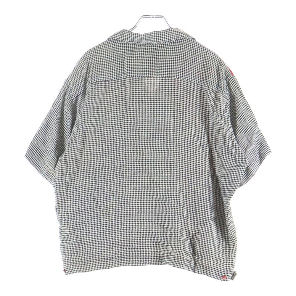 VINTAGE(ヴィンテージ) VINTAGE ヴィンテージ 千鳥格子柄 ベロア切替 半袖ロカビリーシャツ レッド/ホワイト