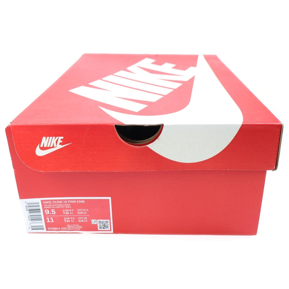 NIKE(ナイキ) DUNK HIGH PRM EMB ダンク ハイカットスニーカー ホワイト/ネイビー US9.5/27.5cm DH0953-400