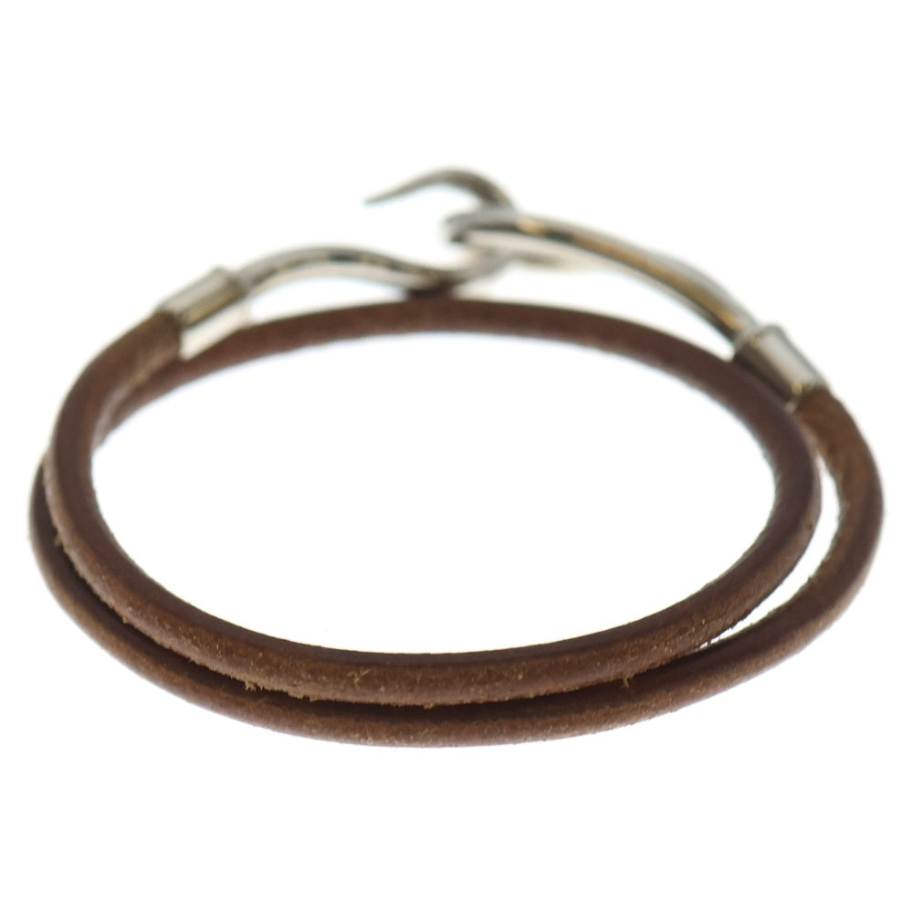 HERMES(エルメス) ジャンボ レザーチョーカー ネックレス ブレスレット シルバー/ブラウン