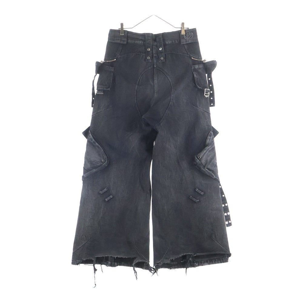 NO/FAITH STUDIOS(ノーフェイスストゥディオス) 23AW DENIM CARGO PANTS デニムカーゴ ジッパー加工フレアパンツ ブラック
