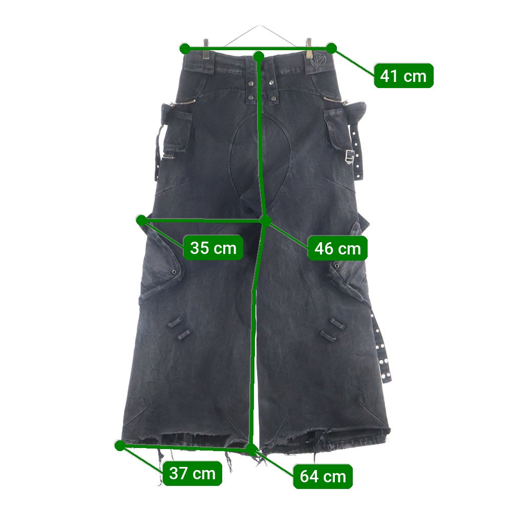 NO/FAITH STUDIOS(ノーフェイスストゥディオス) 23AW DENIM CARGO PANTS デニムカーゴ ジッパー加工フレアパンツ ブラック
