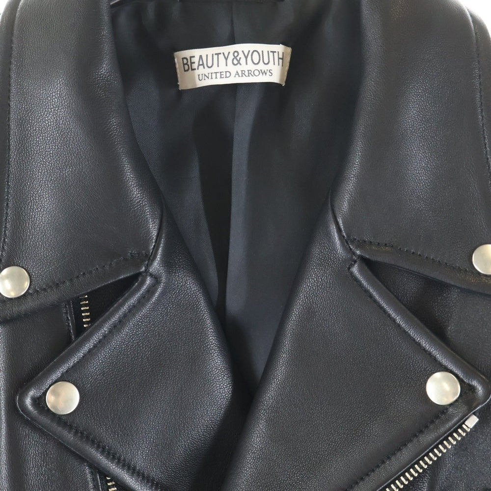 BEAUTY&YOUTH UNITED ARROWS(ビューティーアンドユースユナイテッドアローズ) シープレザー ダブルライダースジャケット ブラック 1225-199-9689