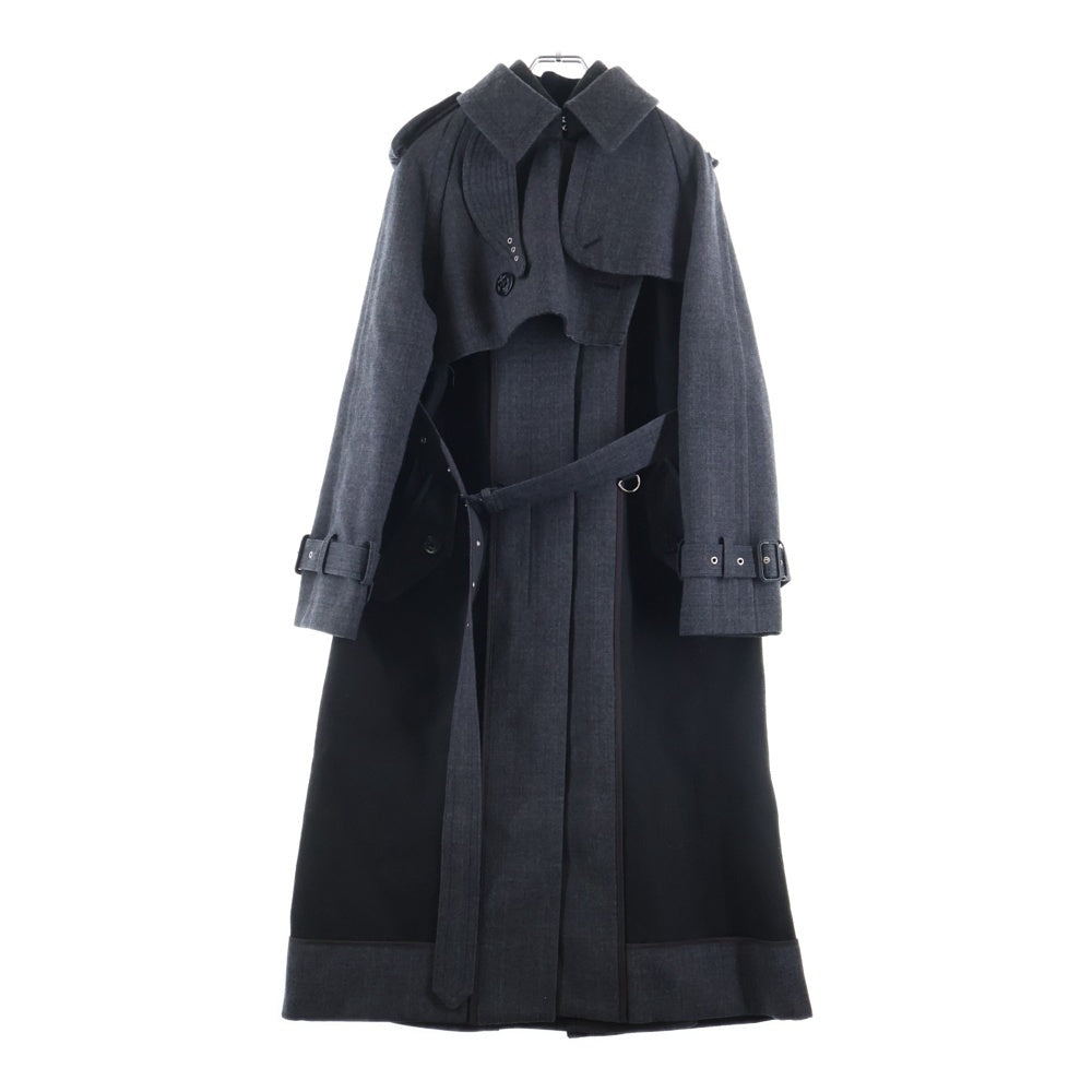 Sacai(サカイ) 22AW チェック柄 ボンディングロングコート レディース