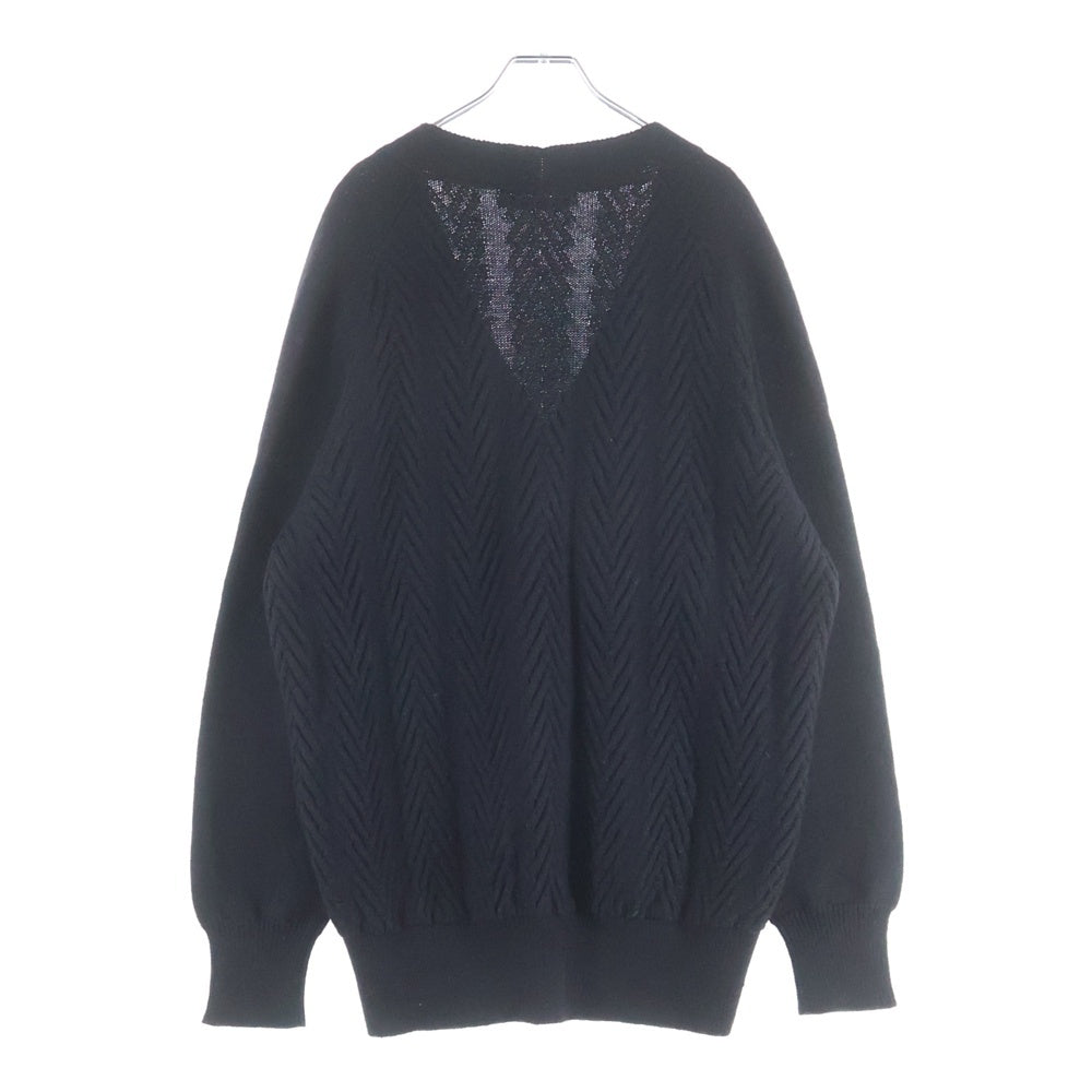 CristaSeya(クリスタセヤ) ヘリンボーン ウール ニット カーディガン ブラック