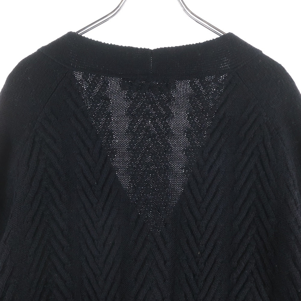 CristaSeya(クリスタセヤ) ヘリンボーン ウール ニット カーディガン ブラック