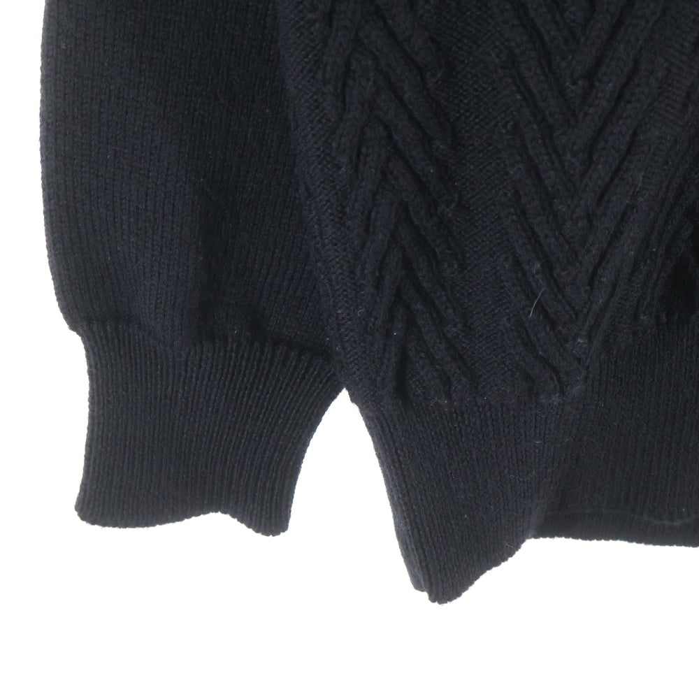 CristaSeya(クリスタセヤ) ヘリンボーン ウール ニット カーディガン ブラック