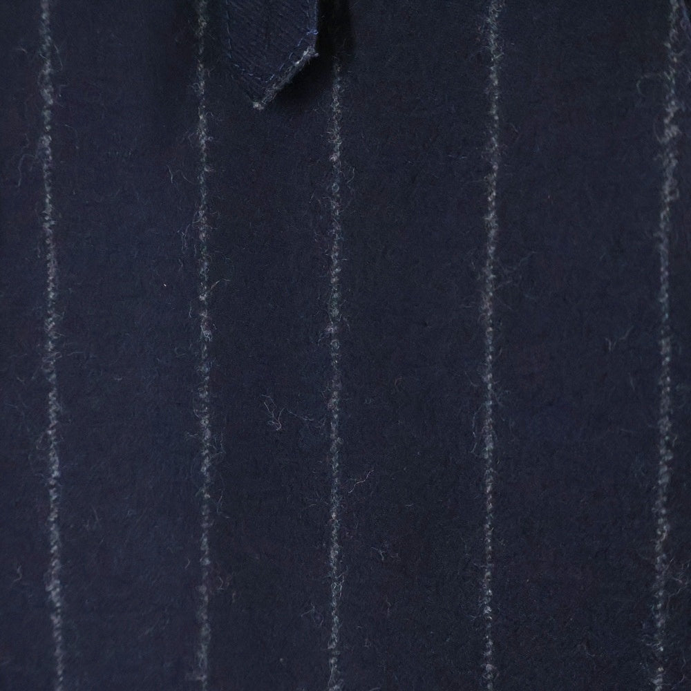 MACKINTOSH(マッキントッシュ) ×FOX BROTHERS フォックスブラザーズ ウール ストライプ フーデッドロングコート ネイビー