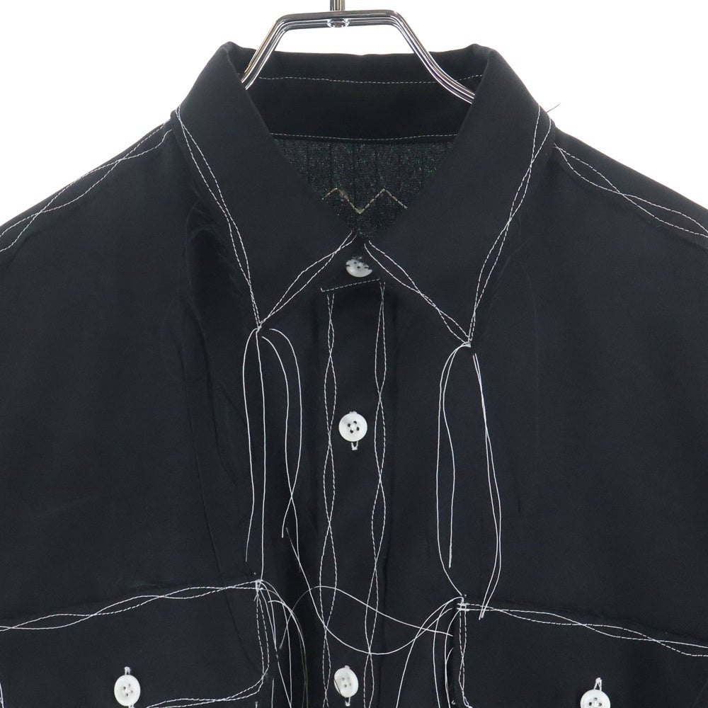 NO BRAND(ノーブランド) 25SS LQUARTET エルカルテット ステッチ デザイン 長袖 シャツ ブラック LQ25SS-LS-012