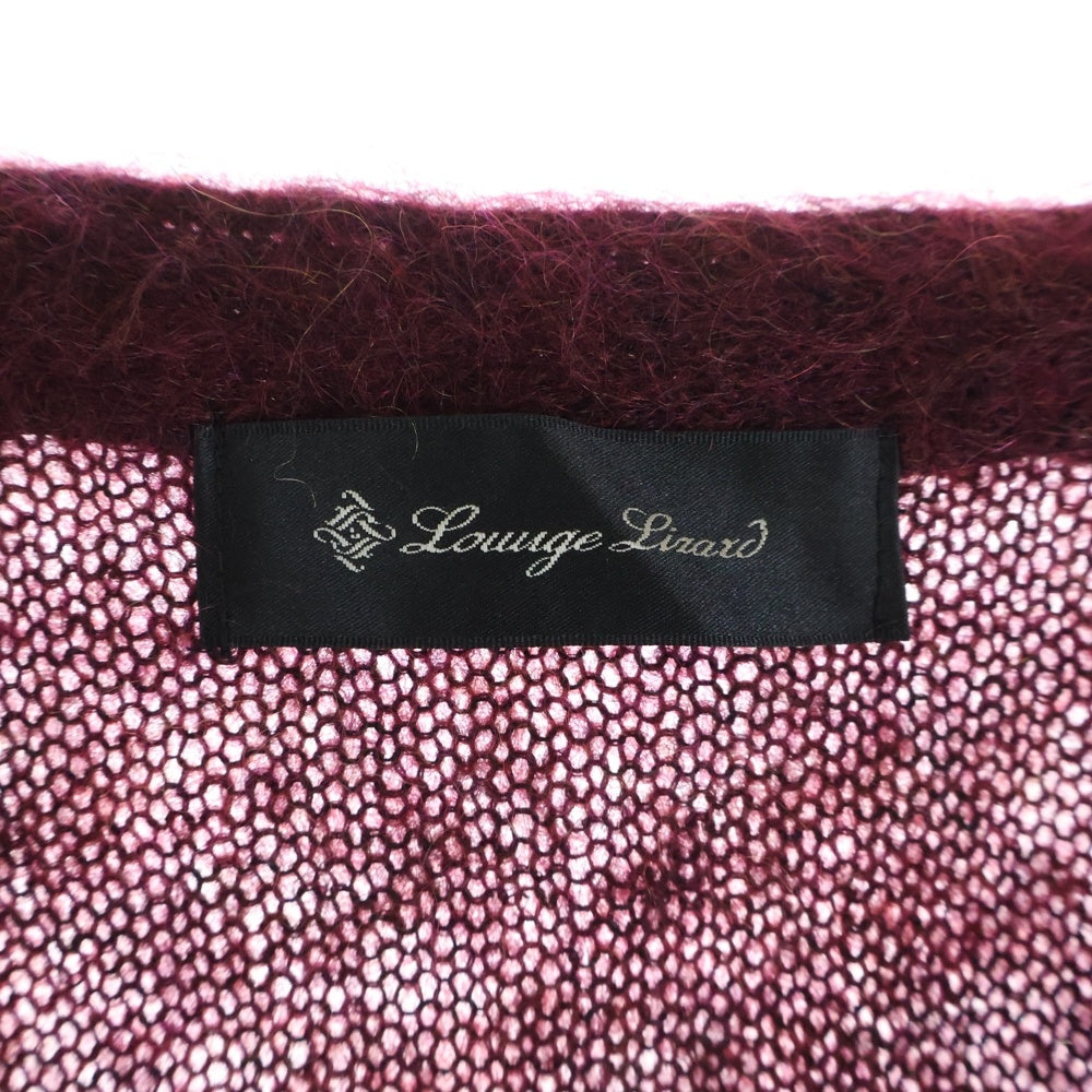 LOUNGE LIZARD(ラウンジリザード) モヘア ニット カーディガン ボルドー