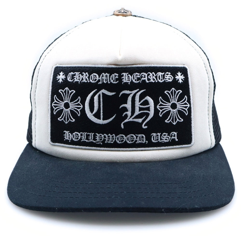 CHROME HEARTS(クロムハーツ) TRUCKER CAP CH刺繍 メッシュ トラッカーキャップ 帽子 ブラック/ホワイト