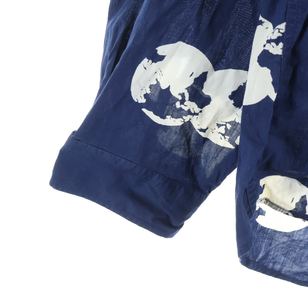 agnes b. homme(アニエスベーオム) 80-90S VINTAGE ヴィンテージ 総柄 コットン 長袖シャツ ネイビー