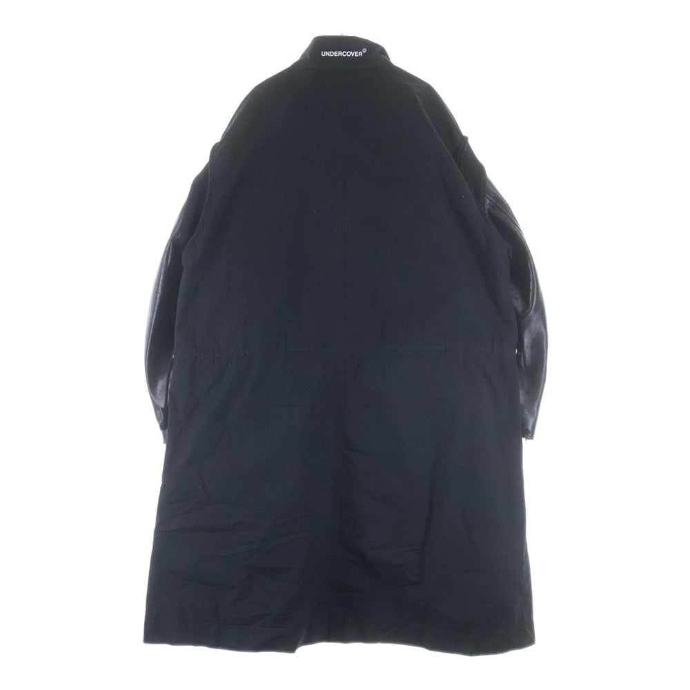 UNDERCOVER(アンダーカバー) 24AW キルティングライニング レザースリーブ コットンモッズコート ブラック UC2D9302