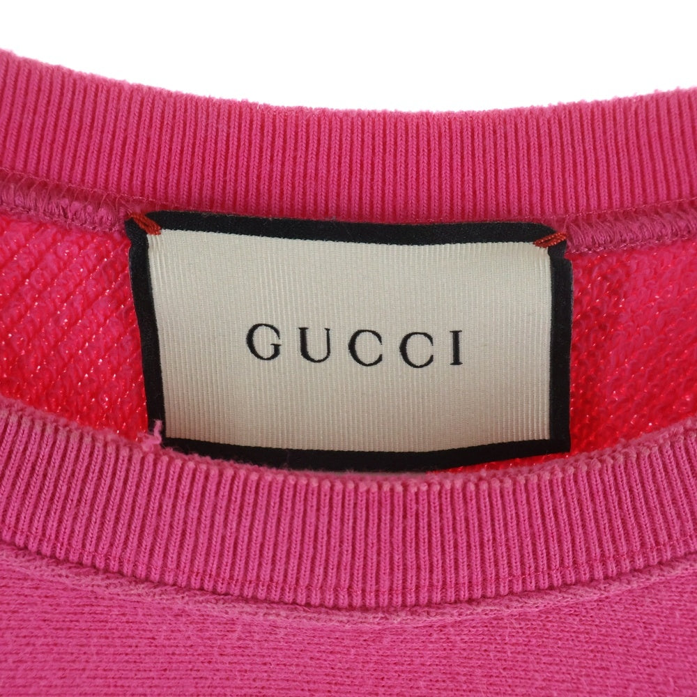GUCCI(グッチ) ヴィンテージロゴプリント ユーズド加工 クルーネック プルオーバー スウェット トレーナー ピンク 468809 X5R35