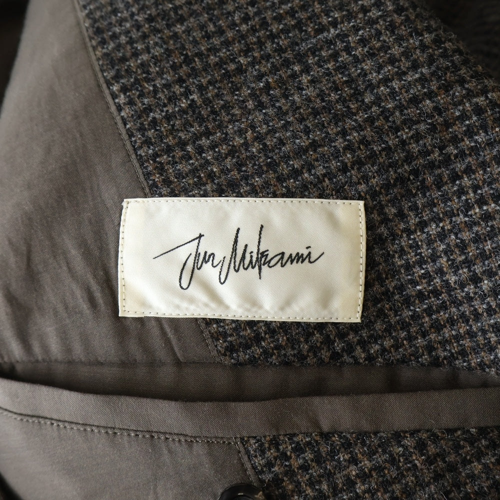 JUN MIKAMI(ジュンミカミ) WOOL JACKET ウールツイード ピークドラペル ダブルテーラードジャケット ブラウン