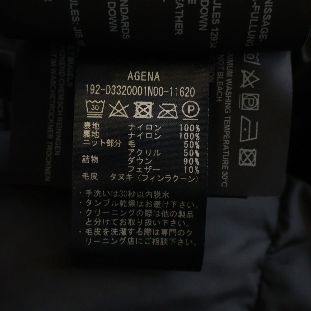DUVETICA(デュベティカ) ×AKIRA NAKA アキラナカ AGENA アジェナ リムーバブルファー ジップアップ ナイロン ダウンジャケット レディース ブラック 192-D3320001N00-11620