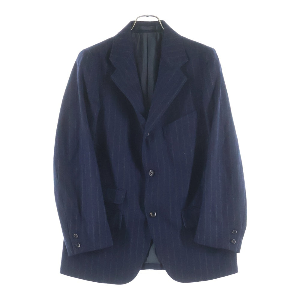 JUN MIKAMI(ジュンミカミ) ウール チョークストライプ ノッチドラペル シングルテーラードジャケット ネイビー