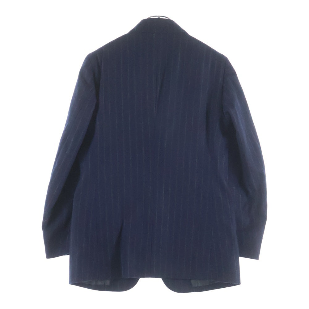 JUN MIKAMI(ジュンミカミ) ウール チョークストライプ ノッチドラペル シングルテーラードジャケット ネイビー