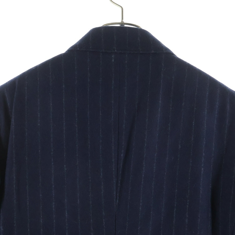 JUN MIKAMI(ジュンミカミ) ウール チョークストライプ ノッチドラペル シングルテーラードジャケット ネイビー