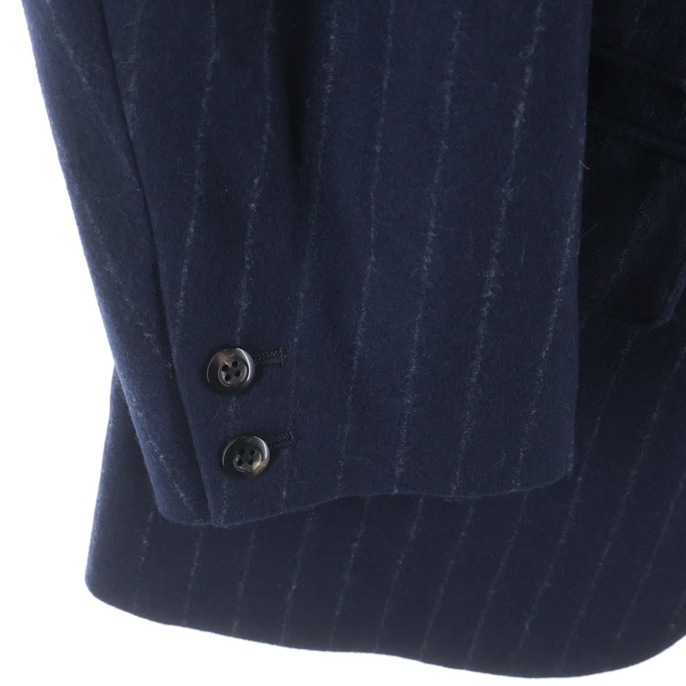 JUN MIKAMI(ジュンミカミ) ウール チョークストライプ ノッチドラペル シングルテーラードジャケット ネイビー