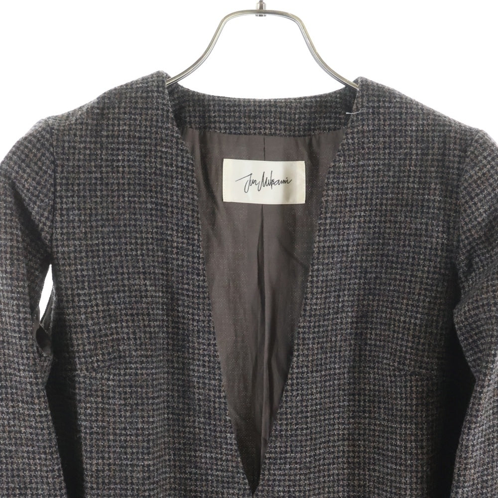 JUN MIKAMI(ジュンミカミ) 22AW ウールツイード アームピットカットアウト Vネック ミニワンピース レディース ブラウン 22AW-13H