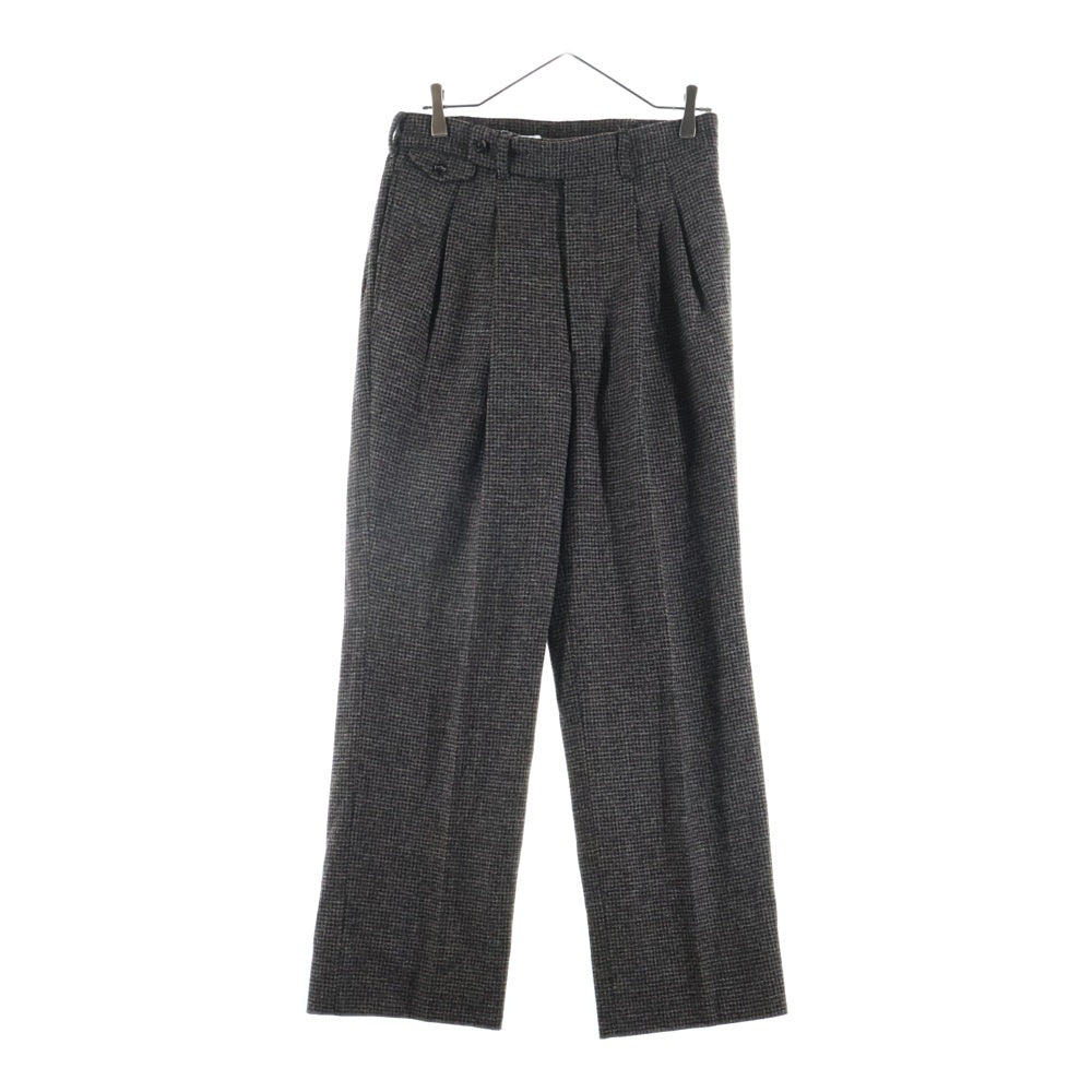 JUN MIKAMI(ジュンミカミ) 22AW ウールツイード ジップフライ ツータック スラックスパンツ ブラウン レディース 22AW-11H