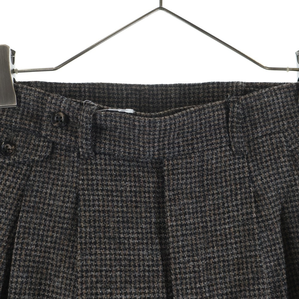 JUN MIKAMI(ジュンミカミ) 22AW ウールツイード ジップフライ ツータック スラックスパンツ ブラウン レディース 22AW-11H