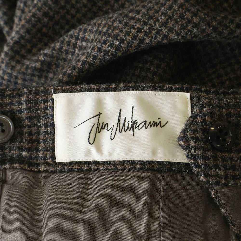 JUN MIKAMI(ジュンミカミ) 22AW ウールツイード ジップフライ ツータック スラックスパンツ ブラウン レディース 22AW-11H