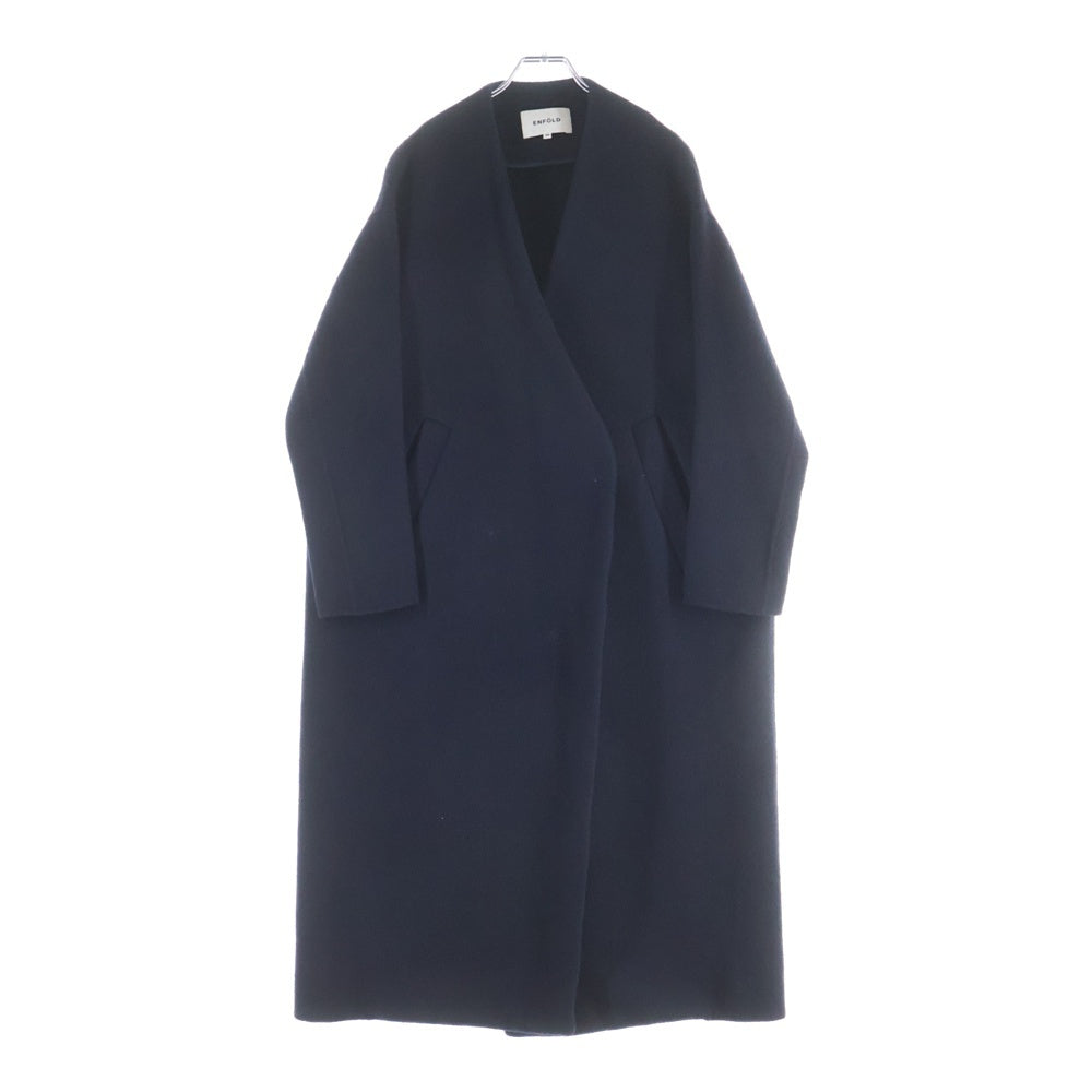 ENFOLD(エンフォルド) リバーウール ロングガウンコート ネイビー
