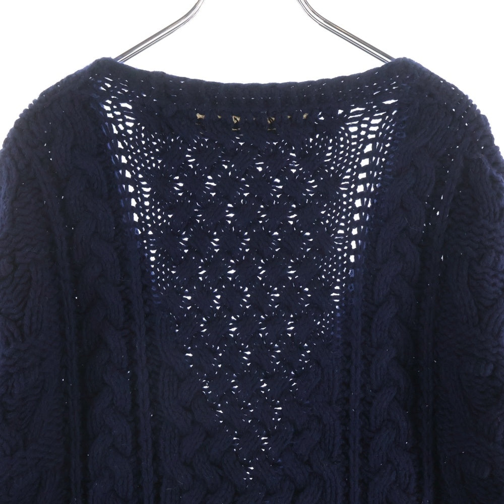 NO BRAND(ノーブランド) il by saori komatsu アイエルバイサオリコマツ 日本製 ファーデザイン ウールニット カーディガン ネイビー レディース 174-402