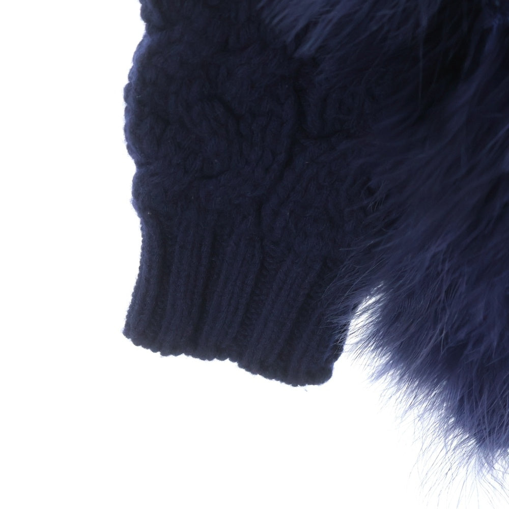 NO BRAND(ノーブランド) il by saori komatsu アイエルバイサオリコマツ 日本製 ファーデザイン ウールニット カーディガン ネイビー レディース 174-402