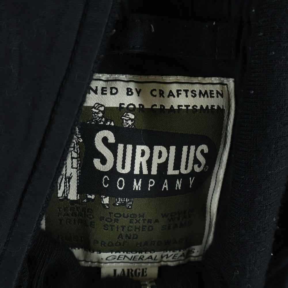 NO BRAND(ノーブランド) SURPLUS COMPANY サープラスカンパニー スリーブロゴ刺繍 ジップアップ コットン フライトジャケット ブラック 2S5-5985