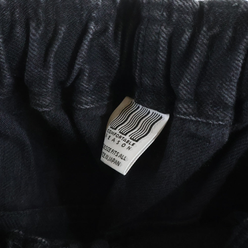 COMFORTABLE REASON(コンフォータブル リーズン) ウエストゴム ストレッチ コットン イージーデニムパンツ ブラック