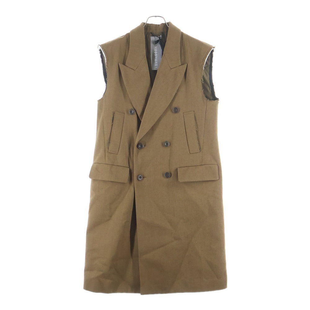MIOSMOKEY(ミオズモーキー) 22AW STRIPE CUT OFF DB GILET ストライプ カットオフ ダブルブレスト ロングジレベスト レディース ブラウン 222VE002F-A