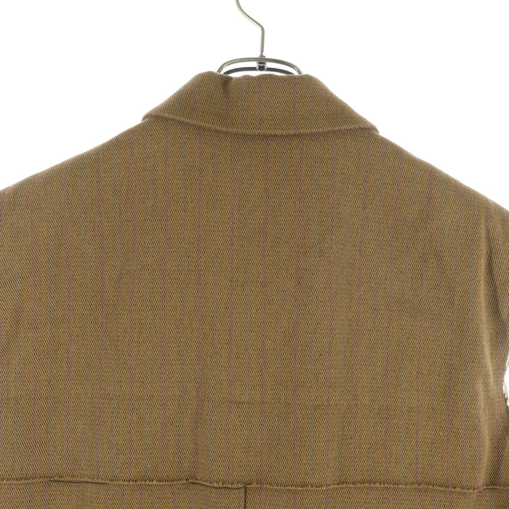 MIOSMOKEY(ミオズモーキー) 22AW STRIPE CUT OFF DB GILET ストライプ カットオフ ダブルブレスト ロングジレベスト レディース ブラウン 222VE002F-A