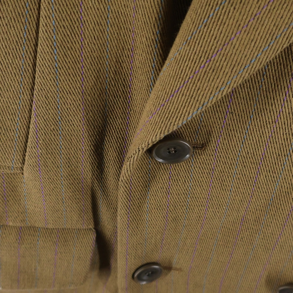 MIOSMOKEY(ミオズモーキー) 22AW STRIPE CUT OFF DB GILET ストライプ カットオフ ダブルブレスト ロングジレベスト レディース ブラウン 222VE002F-A