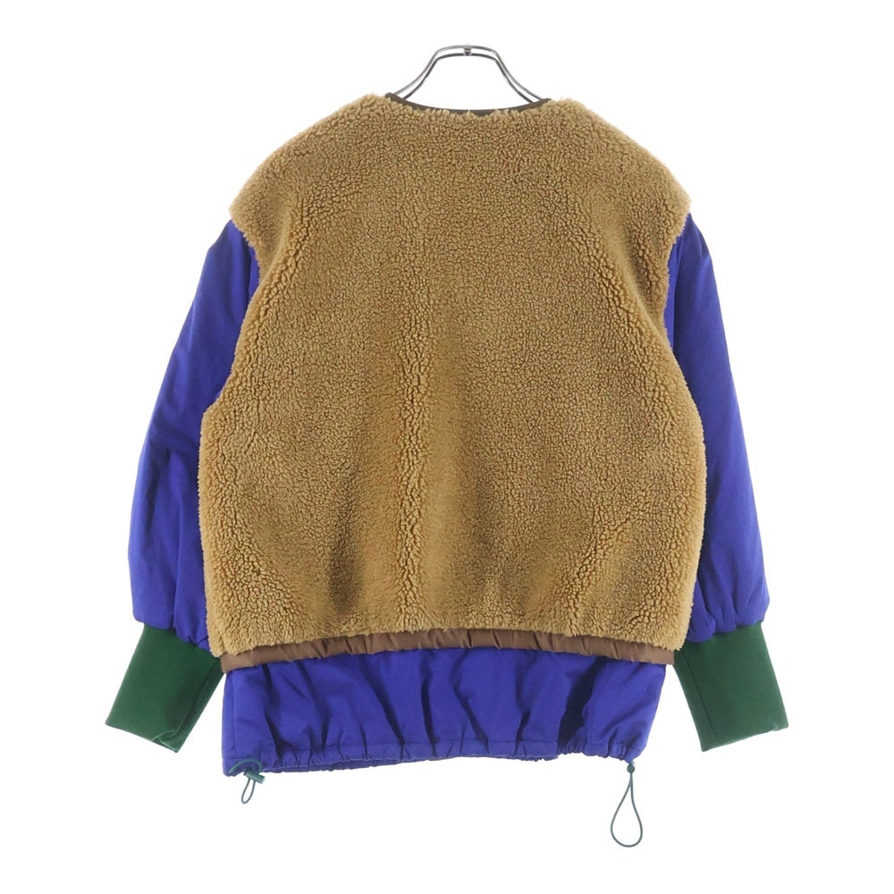 UNITED ARROWS(ユナイテッドアローズ) ×WILD THINGS ワイルドシングス 裏地ボタニカル総柄 袖切替 スナップボタン フリース ジャケット ブラウン/ブルー WT22412SN-MV