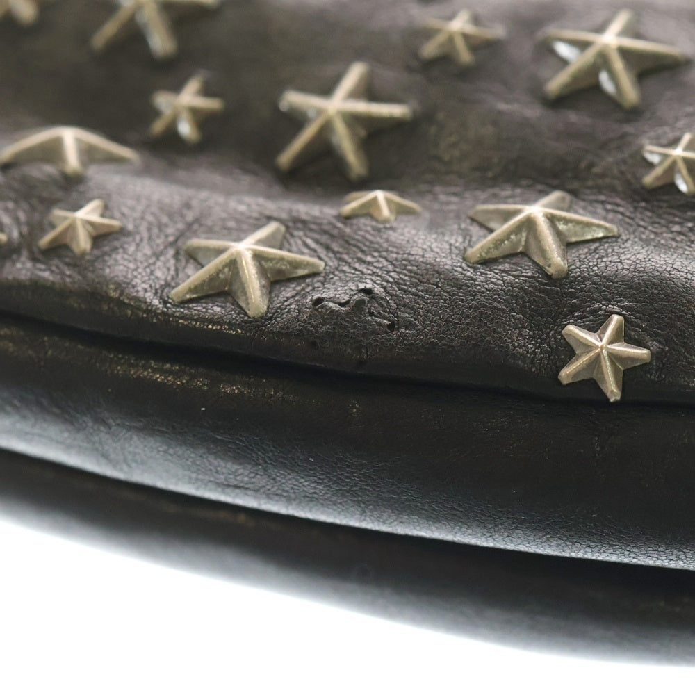 JIMMY CHOO(ジミーチュウ) DERRY BLS BLACK デリー ビーエルエス スタッズスターデザイン レザー ショルダーバッグ ブラック