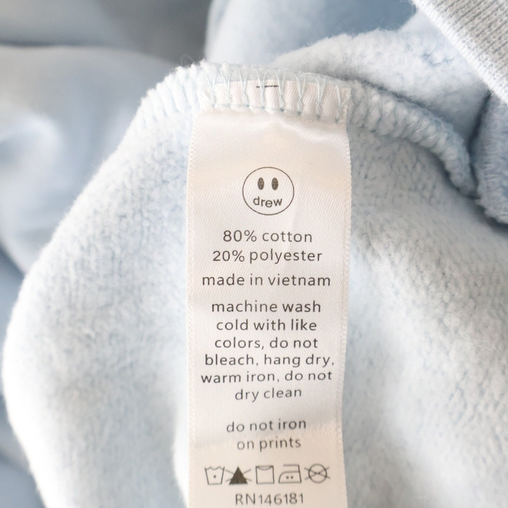 drew house(ドリューハウス) フロントロゴデザイン フーデッド スウェット パーカー ライトブルー