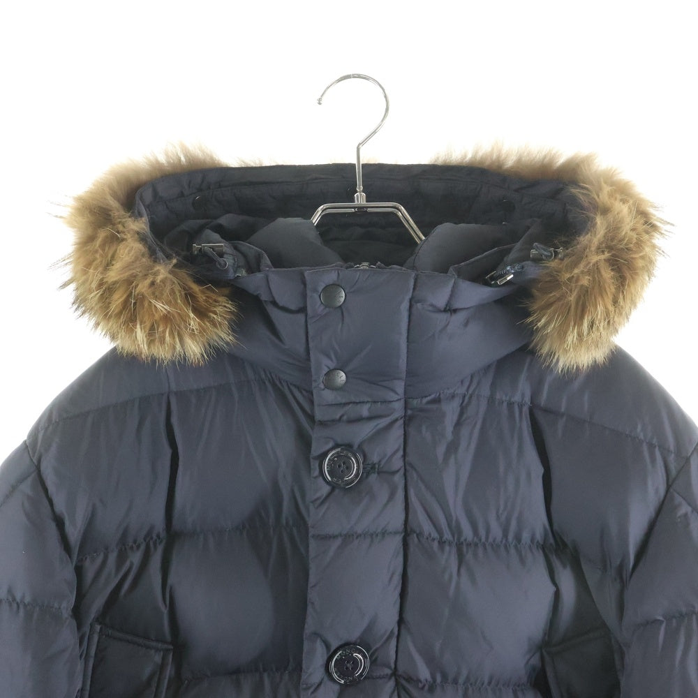 MONCLER(モンクレール) 17AW CLUNY ジップアップ ファー付き フーデットダウンジャケット ネイビー C20914138025