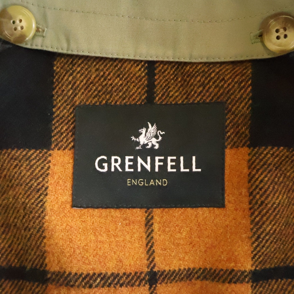 GRENFELL(グレンフェル) UK製 JOHNSTONS OF ELGIN ジョンストンズ オブ エルガン コットン ルミナスシャンブレー トレンチコート カーキ