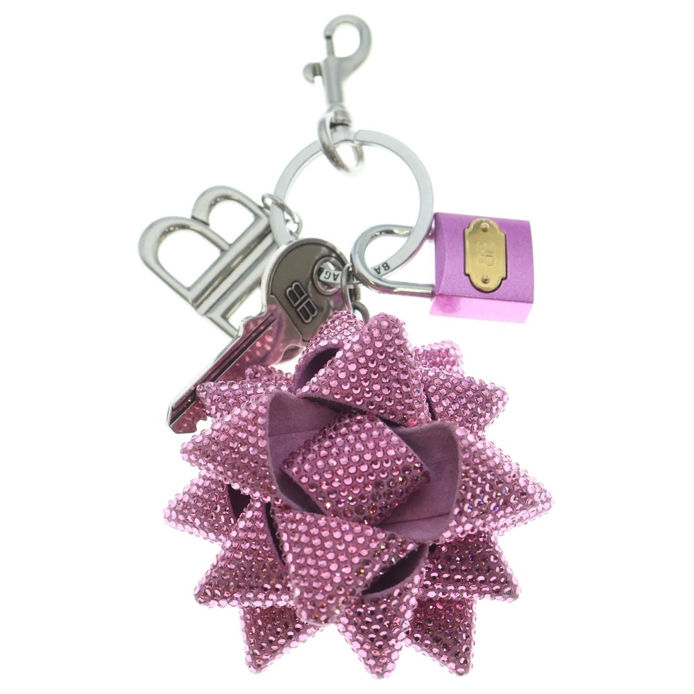 BALENCIAGA(バレンシアガ) フラワーシンボル キーホルダー キーリング ピンク/シルバー 853973 2ACBT レディース