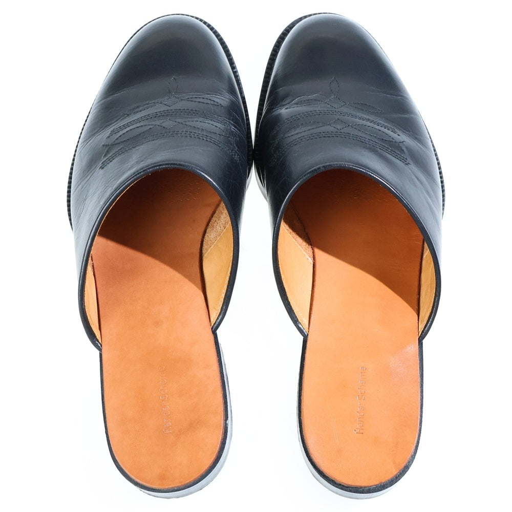 Hender Scheme(エンダースキーマ) CHEAK チーク エンブロイダリーデザイン ウエスタン レザーサンダル ブラック DI-RS-CHK