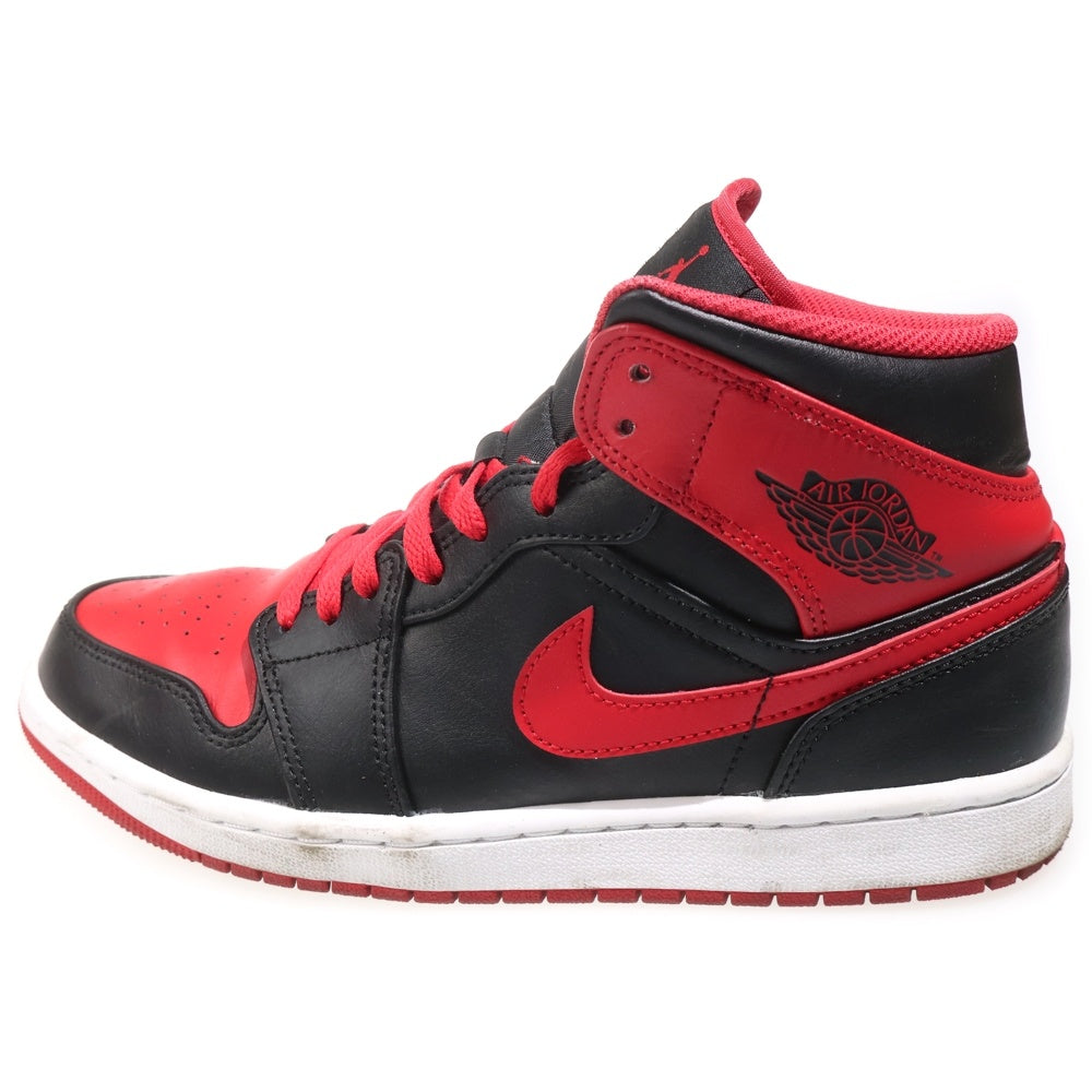 NIKE(ナイキ) AIR JORDAN 1 MID BRED TOE エアジョーダン1 ブレッドトゥ ミッドカットスニーカー ブラック/レッド US8.5/26.5cm DQ8426-060