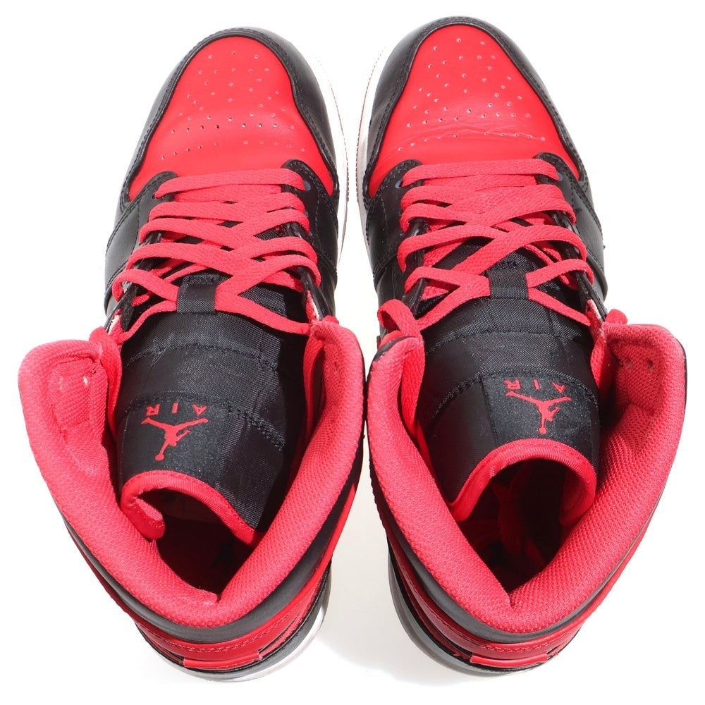 NIKE(ナイキ) AIR JORDAN 1 MID BRED TOE エアジョーダン1 ブレッドトゥ ミッドカットスニーカー ブラック/レッド US8.5/26.5cm DQ8426-060