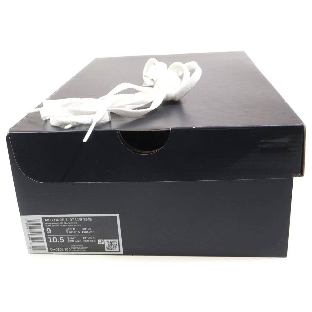 NIKE(ナイキ) AIR FORCE 1 07 LV8 EMB WHITE AND MALACHITE エアフォース1 ホワイト アンド マラカイト ローカットスニーカー US9/27cm ホワイト