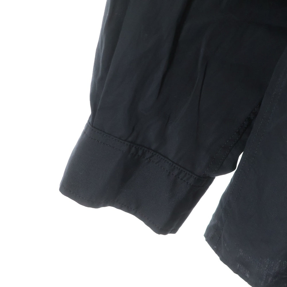 WILDSIDE YOHJI YAMAMOTO(ワイルドサイド ヨウジ ヤマモト) フラワーエンブロイダリーデザイン ダブルフラップポケット ドローストリング 長袖シャツ ブラック WS-B68-050