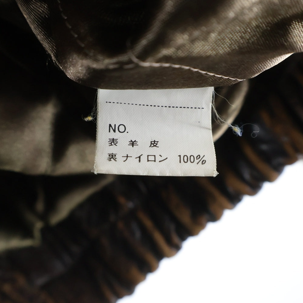 NO BRAND(ノーブランド) WOO CHUNG (ウーチョン) キルティングライニング ジップアップレザージャケット ブラウン