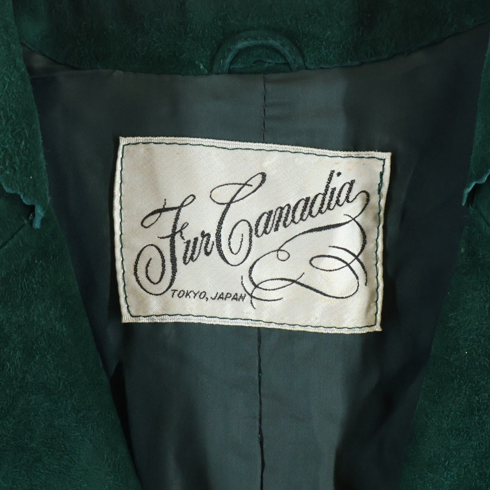 NO BRAND(ノーブランド) FUR CANADIA (ファーカナディア) スウェード シングルテーラードジャケット グリーン